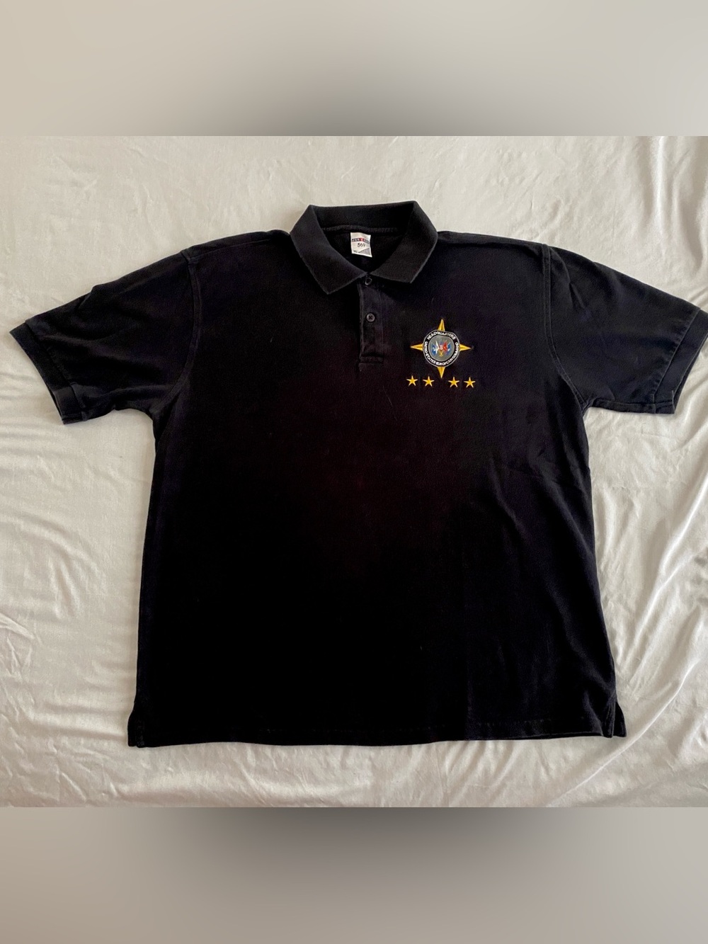 US European Command Military Black Polo Shirt with Embroidered Crest USMC Army